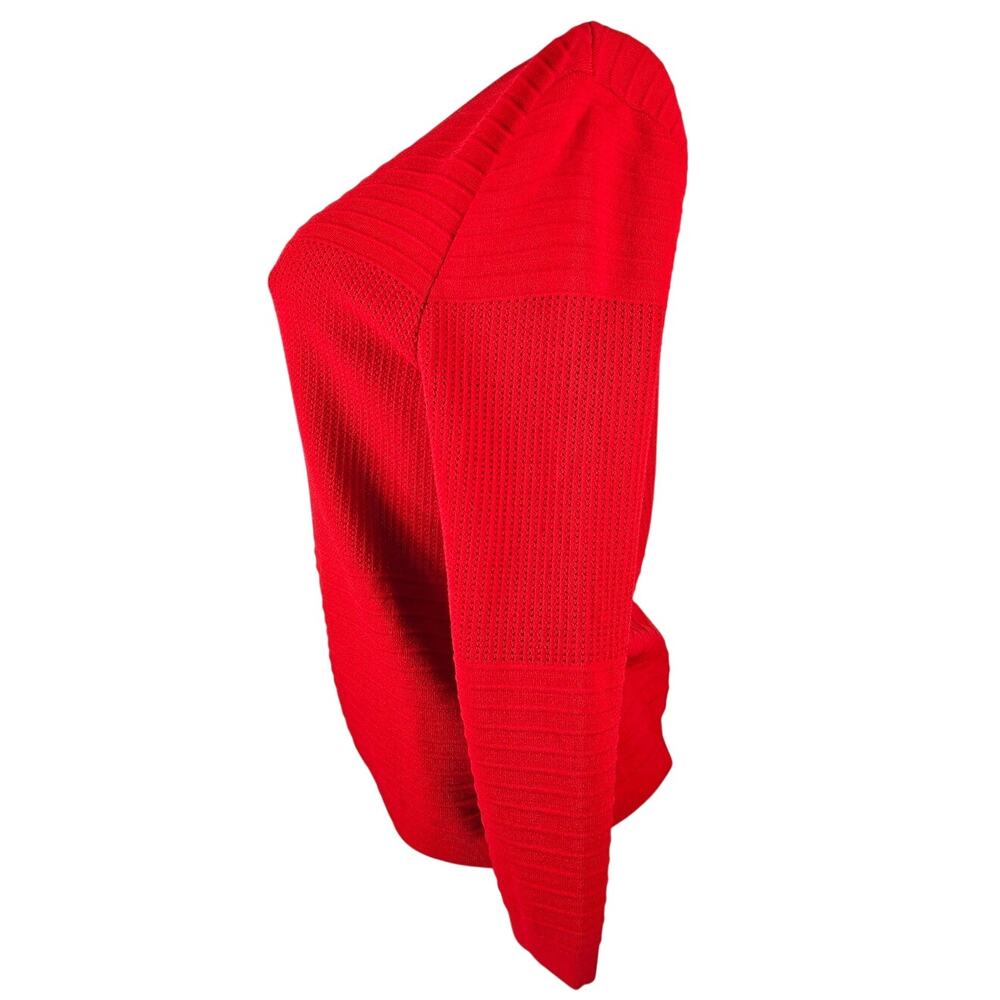 Cache Red Raised Striped Perferated Heavy Knit Fu… - image 2